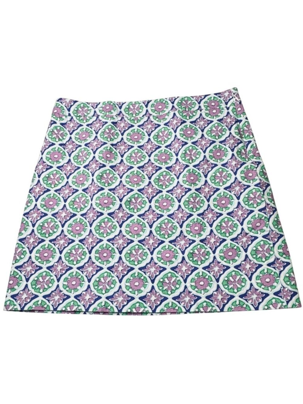 Talbots Canvas A-Line Skirt Size 14 Lined Floral Geometric Medallion